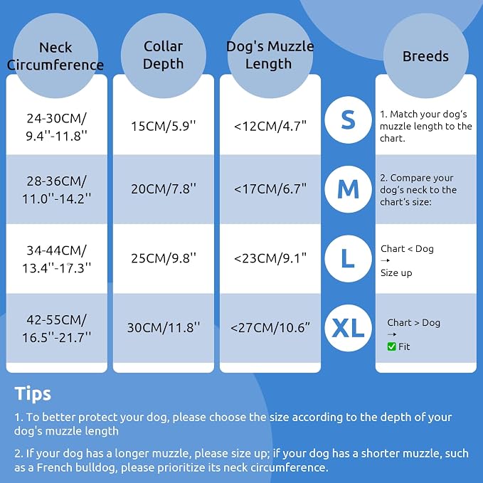 Dog Cone Collar - Soft Elizabethan Collar for Dogs After Surgery, Comfy Cone for Dogs to Stop Licking, Adjustable Dog Cone Alternative for Wound Healing (Navy, L)