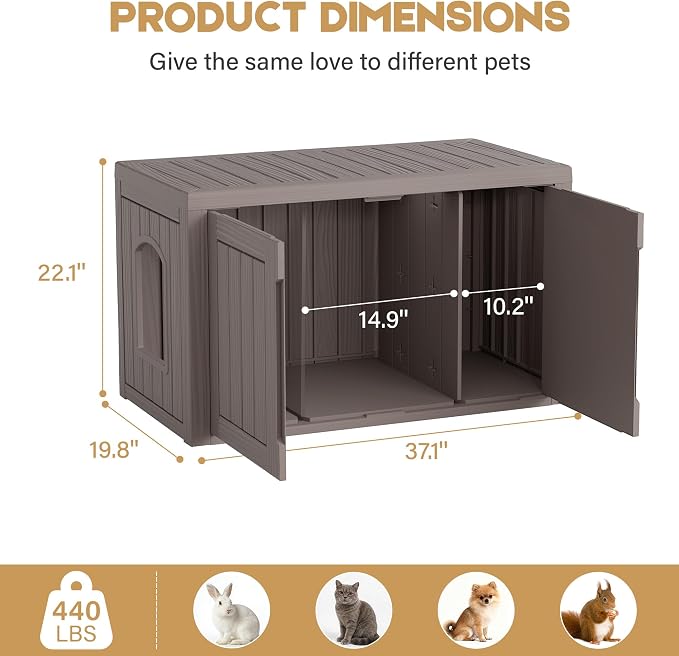 Cat Litter Box Enclosure, Covered Cat Litter Box with Adjustable Partition, Multi-Functional Hidden Enclosed Litter Box Furniture, Easy to Clean & Assemble, Grey