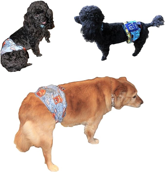 FDC Leak Proof Waterproof Diapers Dog Belly Band Male Wrap Washable Reusable Absorbent Pad Lined for Small Medium Large Pets Black (S: Waist 10" - 12", Black)