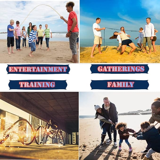 60 Feet Tug of War Rope for Kids and Adults, Outdoor Games Summer Outdoors Yard Backyard Camping Lawn for Field Day Family Reunion Birthday Party Team Building Activities Carnival