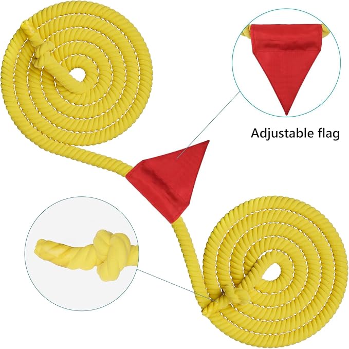 X XBEN Tug of War Rope with Flag for Kids, Teens and Adults 20FT, Soft Cotton Rope Games for Team Building Activities, Family Reunion, Birthday Party Yellow