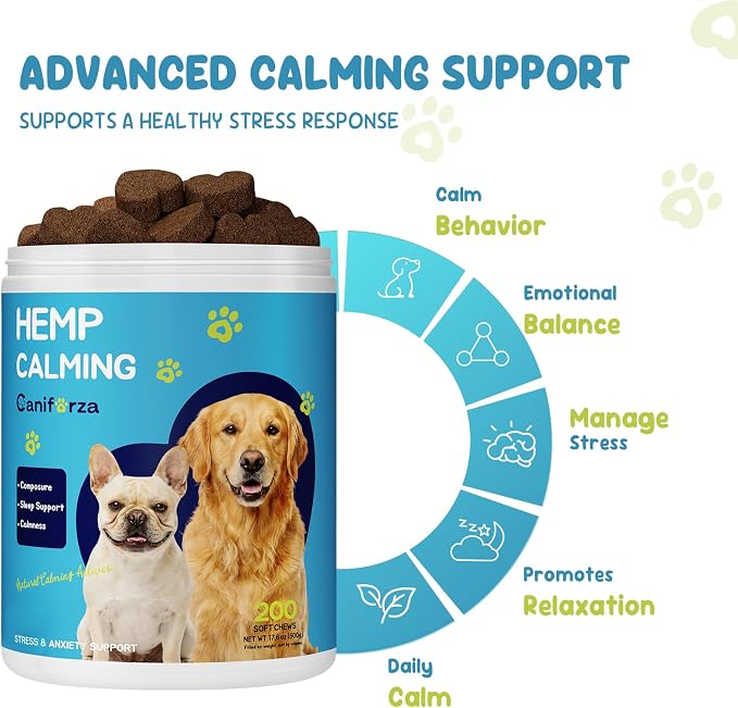 Calming Chews for Dog, Helps Support Relaxation & Stress Relief for Separation, Thunder & Travel, with Melatonin, Natural Soft & Tasty Chews, 200 Count