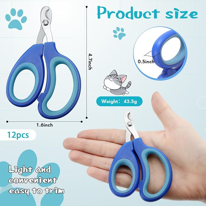 Therwen 24 Pcs Cat Nail Clipper Bulk Cat Nail Trimmer Kitten Claw Clippers Pet Nails Cutter Claw Care for Cats Kittens Bunny Puppy Rabbit Gatos Sharp Safer (Moon-Shaped,Multiple Colors)
