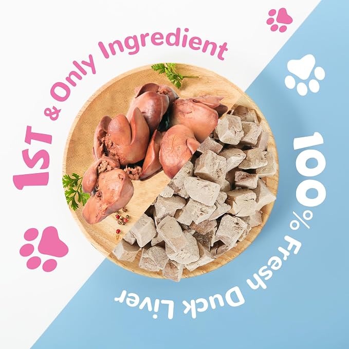 PAWUP Freeze Dried Duck Liver & Quail Egg Yolk Cat Treats, Dog Liver Treats, High Protein Snack for Dogs, Cats, Healthy Single Ingredient, Rawhide Free, Grain Free
