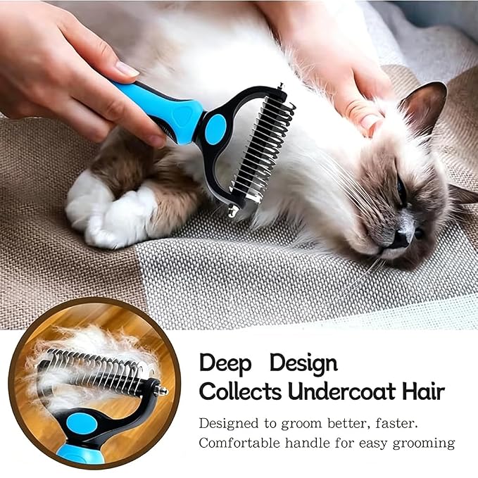 Double-sided Deshedding Pet Brush - Dual-Sided, Ergonomic & Gentle for Dogs & Cats, 2027 New Dematting Comb for Dogs Cats for Matted Fur (2 * Orange)