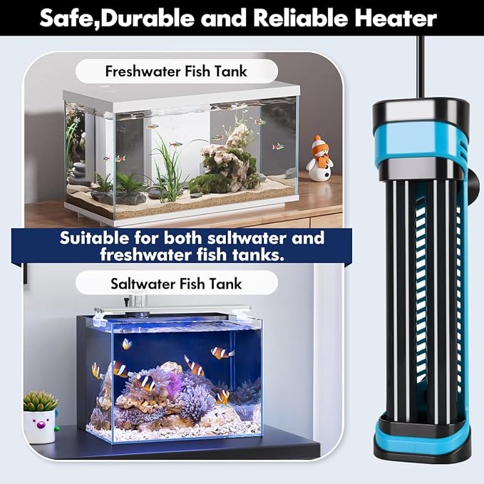Orlushy 800W Submersible Aquarium Heater, Adjustable Fish Tank Heater with Digital Display External Controller, Overheat Protection and Free Thermometer for 80-175 Gallon Freshwater and Saltwater Tank