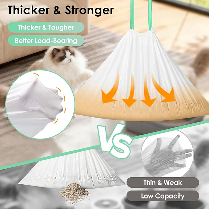 Thickened Cat Litter Box Liner Bag, 30 Count 37"×18" Jumbo Size, Extra Thick Leakproof, Tear-Resistant, Heavy Duty Enhanced Load-Bearing Strength, Ideal for Multi-Cat Family Cat Litter Bags