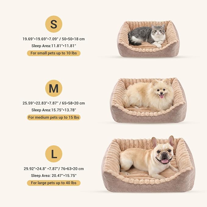 Avont Supportive Dog Bed for Small Medium Dogs, Plush Foam Fill, Camel | Removable Machine Washable Cover, Low 5.12" Entry for Pups & Seniors, 7:3 Foam-PP, Non-slip Bottom, Hidden Chew-proof Zippers