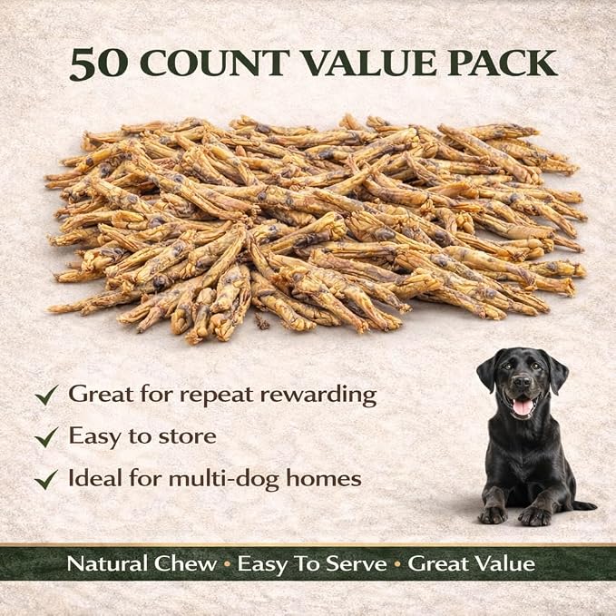 Dehydrated Chicken Feet Dog Treats, Natural Dental Chews for Dogs, 50 Pieces