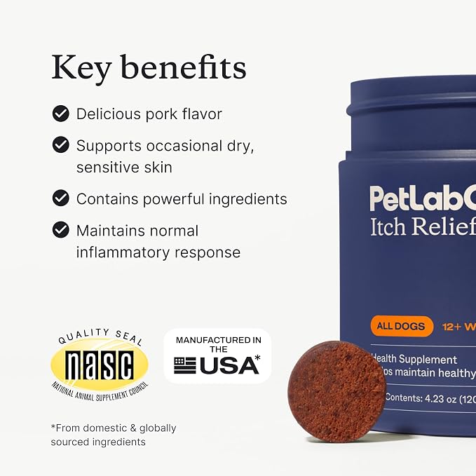 PetLab Co. Itch Relief Chew Pro – Itch Relief Chews for Dogs, Omega 3 Itch Supplement, Packed with Beneficial Fatty Acids for Healthy Skin, Seasonal Allergies Support - Packaging May Vary - Pack of 2