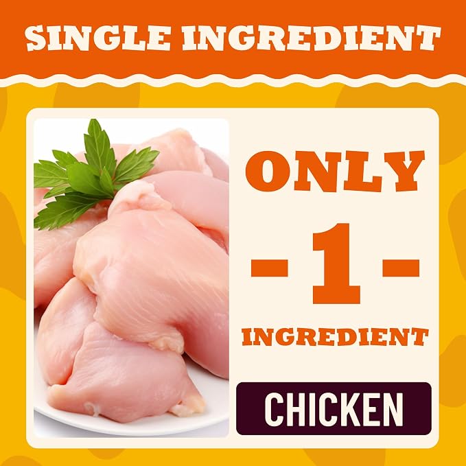 Freeze Dried Chicken Treats for Dogs & Cats, Single Ingredient Raw Meat Thin Sliced Chicken Breast Dog Treat, Grain Free Human Grade&Low Calorie Healthy Dogs Training&Reward Snacks, 6.7oz
