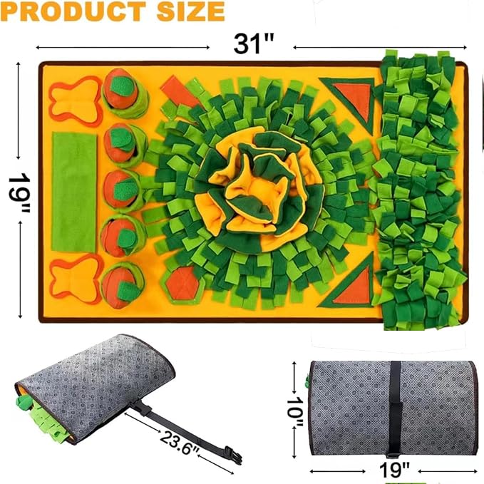 Large Snuffle Mat for Dogs，31''x19'',Interactive Puzzle Dog Sniff Mat,Slow Feeder Dog Puzzle Toys for Training & Mental Stimulation,Easy to Clean,Durable Digging Toys for Small Medium & Large Dogs