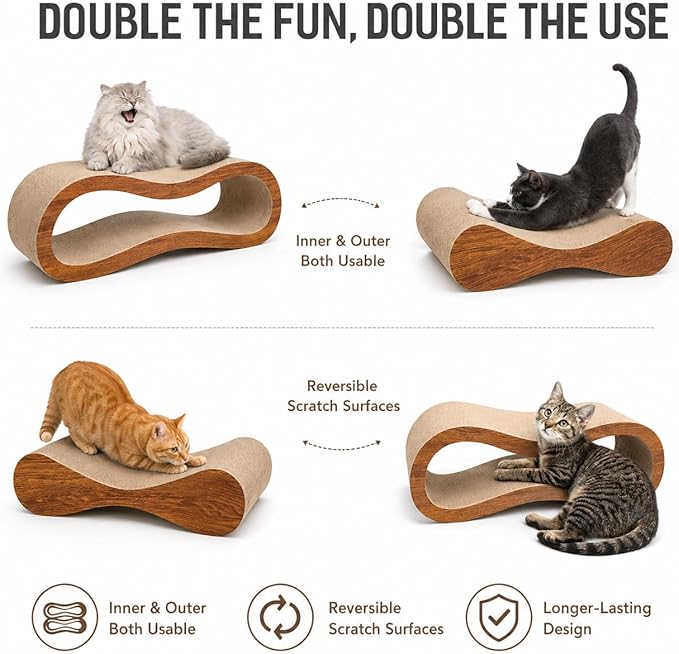 Simple Deluxe Cat Scratcher, 2 in 1 Cat Scratching Board, Cat Cardboard, Scratch Lounger, Large, 27.56 x9.45 x8.86 inch
