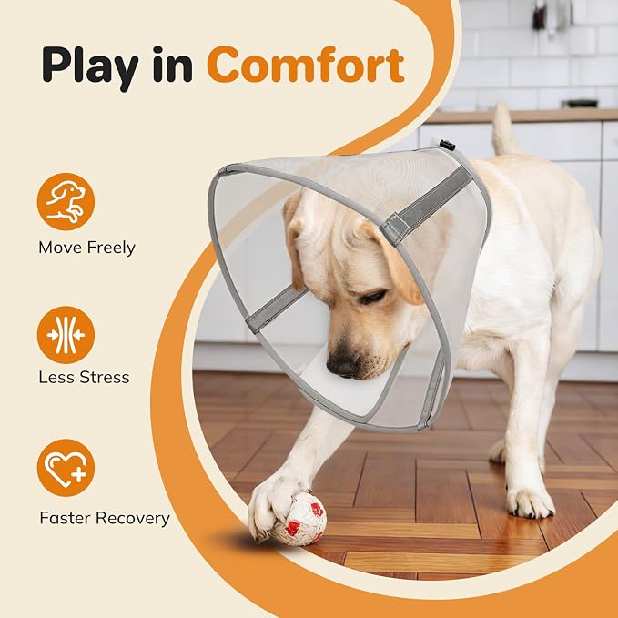 Breathable Mesh Dog Cone Collar for Surgery, Soft Elizabethan Recovery Alternative to Stop Licking,Pet Neck Collar for Large Medium Small Breeds, XXL