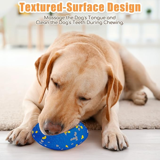 Moonorange 4.72" Indestructible Large Rugby Balls for Aggressive Chewers Durable Olive Bouncy Interactive Football Toy for Dogs Fetch Game Lightweight Floating Outdoor Training, Blue