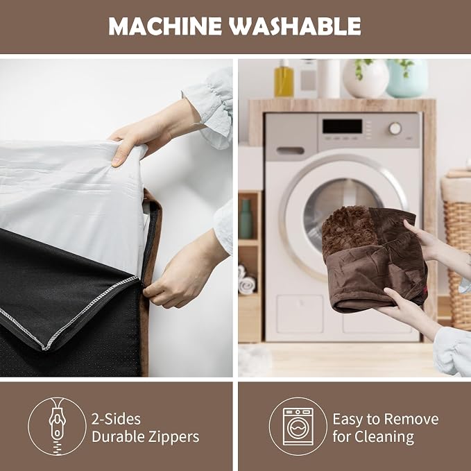 Yiruk XL Orthopedic Dog Bed for Large Dogs, Extra Large Waterproof Dog Bed with Removable Washable Cover, 4-Sides Bolster Support Pet Couch Sofa with Non-Slip Bottom, Brown