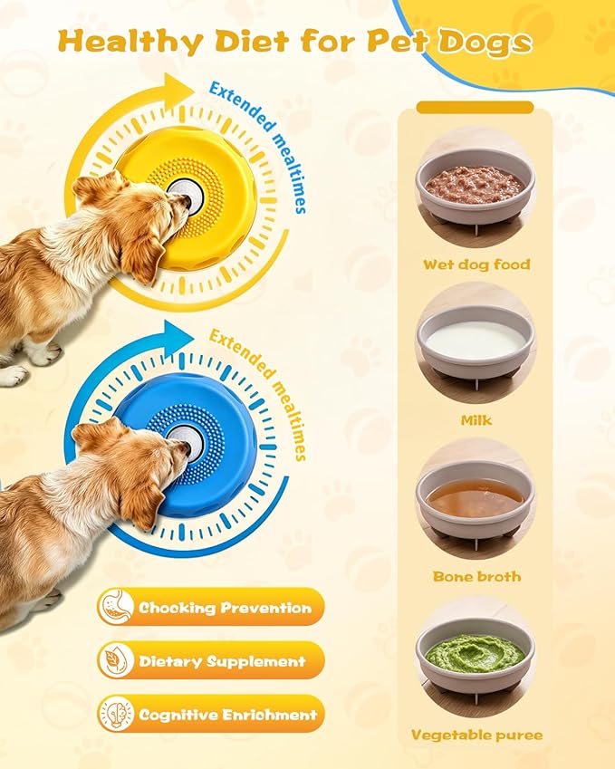 2 Pack Slow Feeder Dog Bowl with Rolling Ball, Interactive Lick Bowl for Dogs & Cats Anti-Slip Silicone Lick Mat for Liquid Treat Wet Food Bone Broth Enrichment Toy for Small Medium Large Dogs