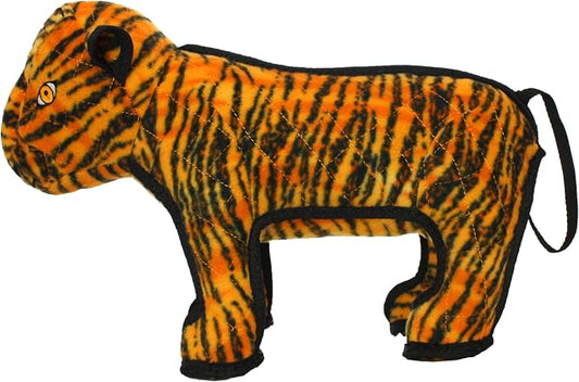 TUFFY - World's Tuffest Soft Dog Toy - Zoo Tiger - Multiple Layers. Made Durable, Strong & Tough. Interactive Play (Tug, Toss & Fetch). Machine Washable & Floats