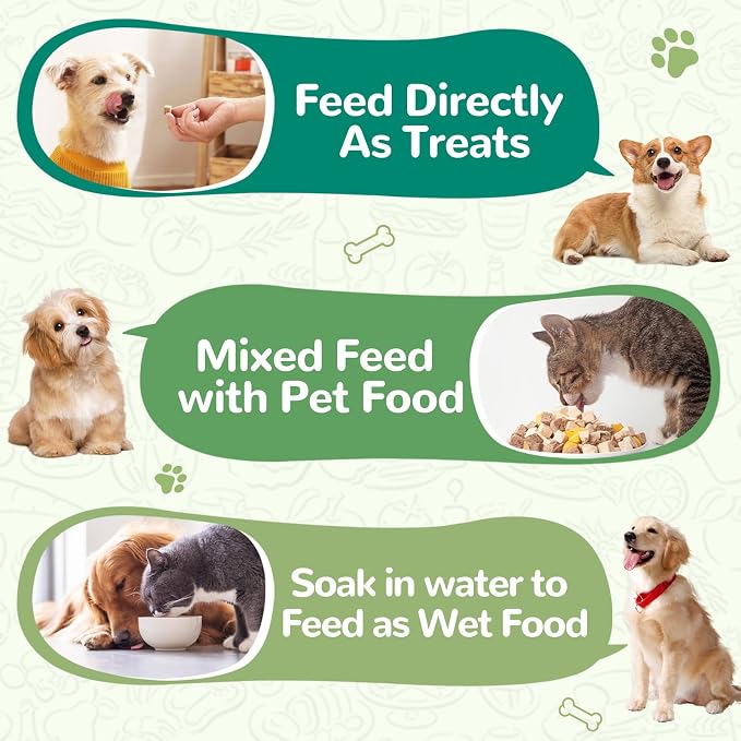 PAWUP Freeze Dried Chicken Necks, Freeze Dried Chicken Heart Pet Treats, High Protein Freeze-Dried Pet Food for Dogs, Cats, Fresh Ingredient