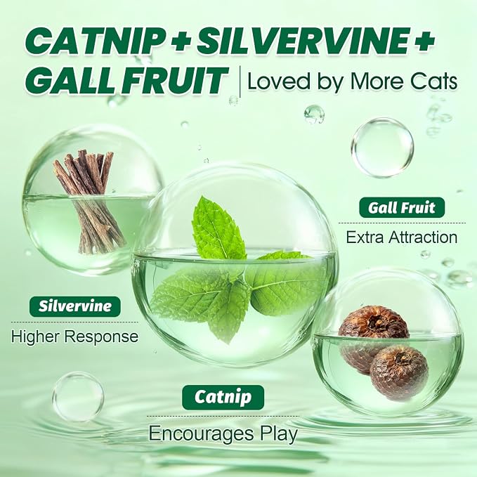 Upgraded Catnip Spray for Indoor Cats, 2.8 fl oz – Natural Formula with Silvervine & Gall Fruit, Encourages Play & Scratching, Ideal for Scratching Post, Suitable for Cats Less Responsive to Catnip