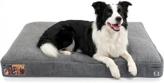 Sytopia 36 Inch Durable Dog Beds for Large Dogs, Waterproof Pet Crate Pad with Machine Washable Removable Cover, Great for Indoor, Outdoor, Crate, Patio Use, Grey