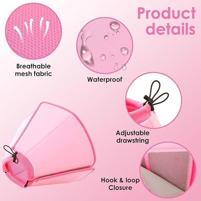 AOFITEE Dog Cones for Medium Dogs, Soft Dog Cone Collar After Surgery, Adjustable Cone for Dogs to Stop Licking, Breathable Pet E-Collar Alternative for Wound Healing(Pink,Medium)