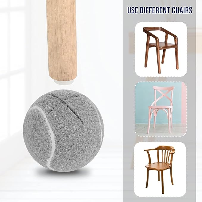 Macarrie 36 Pcs Precut Tennis Balls for Chairs Glide Balls Bulk Chair Leg Floor Protectors Chair Foot Covers with Storage Bag for Furniture Leg Floor Protection