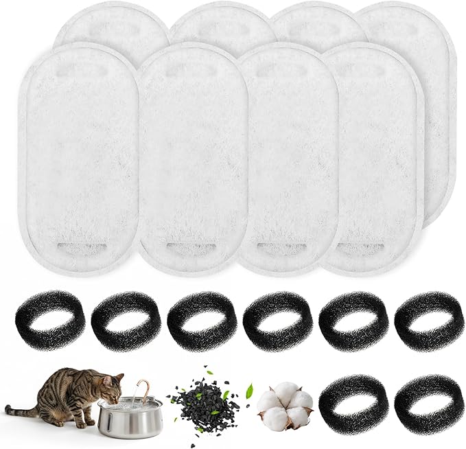 12 Pack Replacement Filters Compatible with Kittyspout, Fits 135oz/4L Cat Water Fountain, Suitable for Stainless Steel Pet Water Fountains