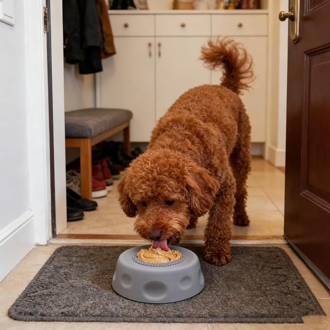 Dog Lick Bowl with Ball,Lick Ball Bowl for Dogs,Dog Licking Bowl with Rolling Ball,Slow Feeder Ball Bowl to Slow Pet Eating,Rolling Ball Dog Bowl Give Pet More Time to Enjoy Eating. (Black-2pcs)