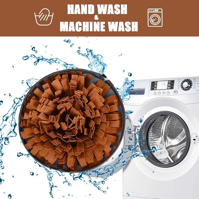 AWOOF Pet Snuffle Mat for Dogs, Interactive Feed Game for Boredom, Encourages Natural Foraging Skills for Cats Dogs Bowl Travel Use, Dog Treat Dispenser Indoor Outdoor Stress Relief (Brown)