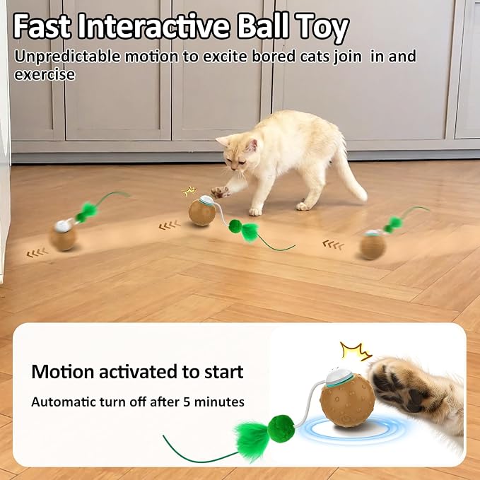 Cat Toys for Indoor Cats, Interactive Ball & 9 Holes Play Mat, Hide-n-Seek Exercise Game, Automatic Ball in Pouch, Mouse Squeaky Stimulating Toy, Motion Activated Kitten Enrichment Toys