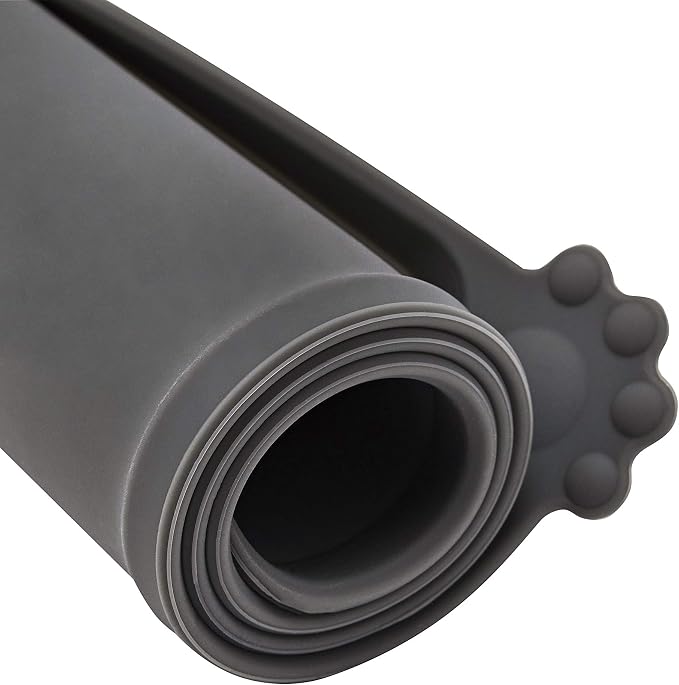 Silicone Waterproof Dog Cat Pet Feeding Mats, Non Slip, Easy Clean Pet Dog Cat Bowl Mats Placemat (24" x 16") Grey