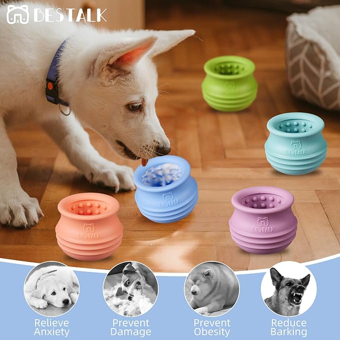 Dog Enrichment Treat Toy, Long-Lasting Wobbly Interactive Freeze Lick Toys for Dogs, Stuffable Puzzle Feeder Toy for Boredom, Silicone Treat Dispensing Chew Toy (Baby Blue,S)