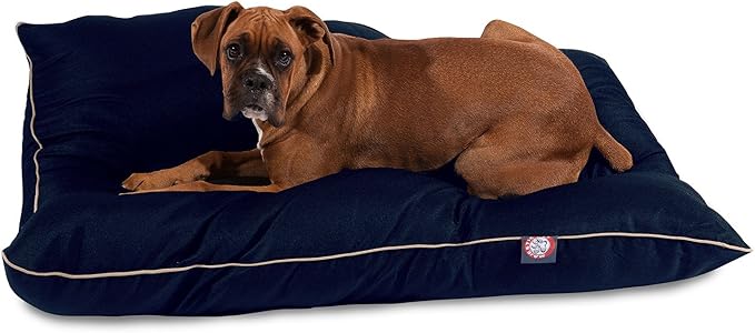 Majestic Pet 46x35 Inch Washable Dog Bed for Large Sized Dogs, Orthopedic Large Dog Cushion with Non-Slip Base, Durable Crate Pad Mat for Big Breeds and Puppy Pets, Pillow Bed - Navy Blue