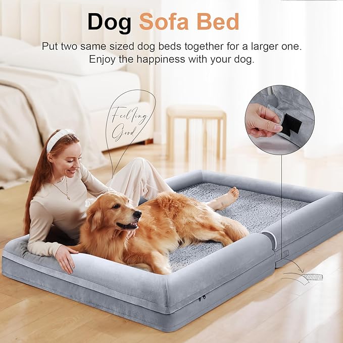 NANUYA Large Dog Bed Orthopedic Washable: Memory Foam Pet Sofa Bed Waterproof with Replacement Cover