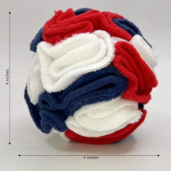 Glory To Dog Puppy and Small Breed Snuffle Interactive Foraging Dog Puzzle Ball Toy Celebration Red White and Blue