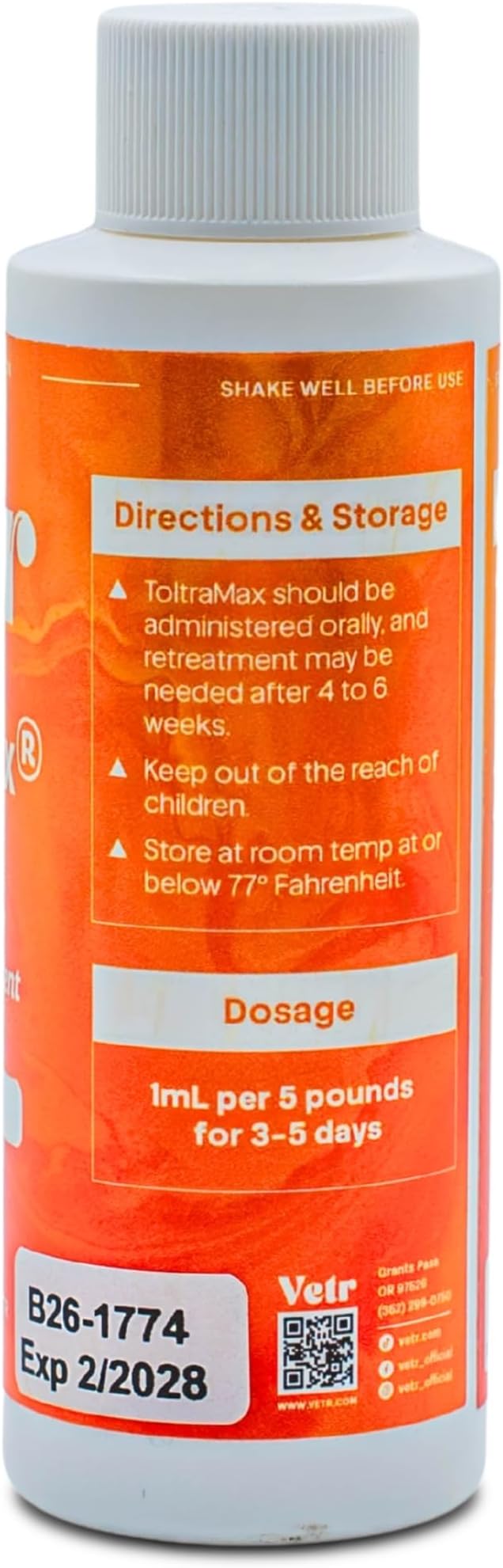 Toltrazuril 5.0% for Horses, Dogs, Cats, 120mL/4 Ounce, for Non-Food Chain Animals, Alfalfa