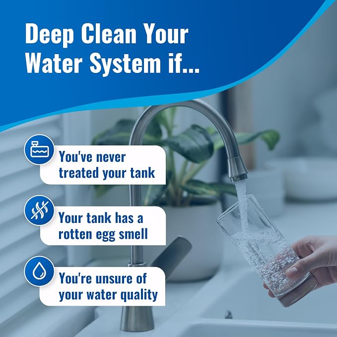 Aquamarine Water Solutions – Shock RV & Boat Water Tank Deep Cleaner and Deodorizer – Treats, Maintains Boat, RV & Household Fresh Water Systems – Ideal for Use Following Seasonal Storage – 12 Fl Oz