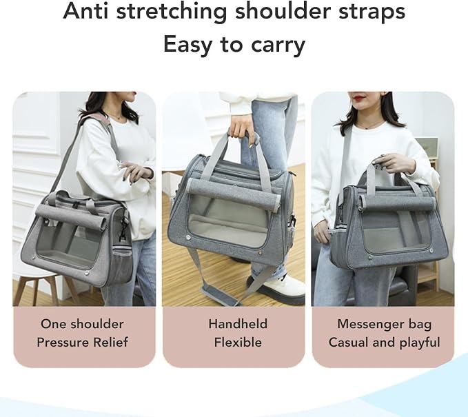 Large Capacity Dog Carrier Bag, Breathable Soft Sided Design, Multi Functional Pet Travel Carrier for Cats and Small Dogs, Stylish Space Capsule Look, Sturdy Cationic Dyed Polyest
