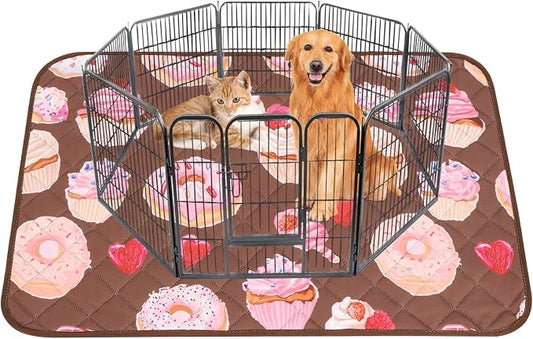 IEUUMLER Washable Pee Pads for Dogs, 1 Pack Cake Pattern Reusable Waterproof Puppy Potty Pads, Non-Slip Absorbent Pet Training Pads for Playpen Crate Bed EU015 Coffee Cake, 63x63