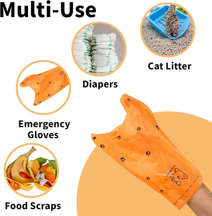 Scented Dog Poop Bags With Dispenser, Strong and Leak-proof Waste Bags for Pets, 870 Count (58 Packs of 15), 13 Inch x 9 Inch (Orange)