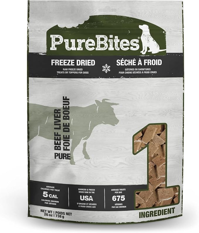 PureBites Beef Freeze Dried Dog Treats, 1 Ingredient, Made in USA, 26oz (Packaging May Vary)