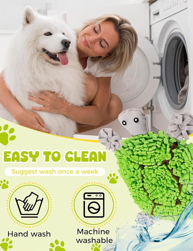 Snuffle Mat for Dogs, 28.8''x22.8'' Large Nose Work Mat, Dog Food Mat for Foraging and Mental Stimulation, Interactive Feeders for Boredom Relief (Green)