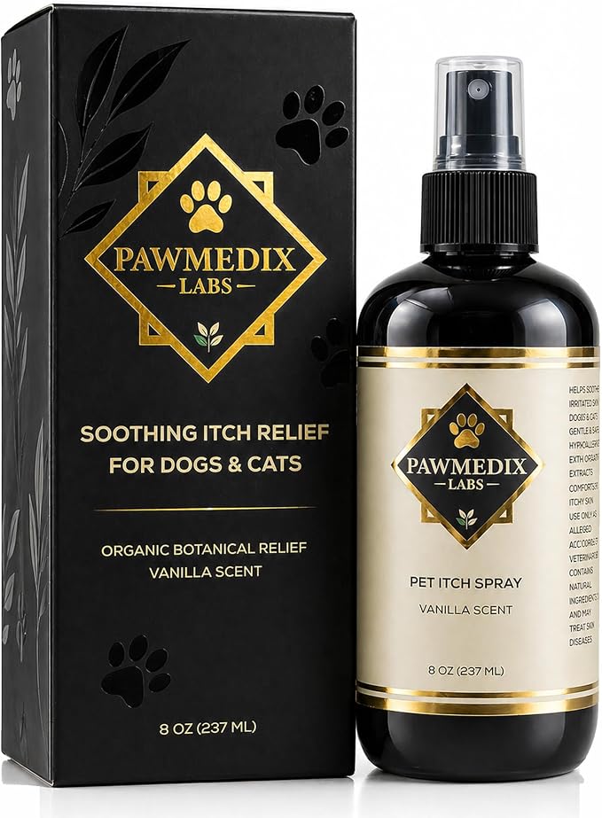 Hot Spot Treatment Spray for Dogs & Cats – Anti Itch Relief for Dog Skin Irritation, Hot Spots, Allergies & Dry Skin – Lick-Safe, Plant-Based Formula with Oat, Aloe & Chamomile – Vanilla Scented, 8oz