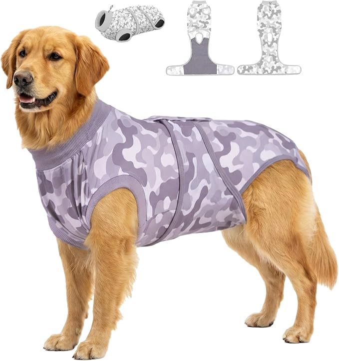 PetWarm Dog Surgery Suit, Surgical Suit for Dogs Female Spay Male Neutered, After Surgery Dog Onesie, Cone E-Collar Alternative, Camouflage Pattern, Gray, XL