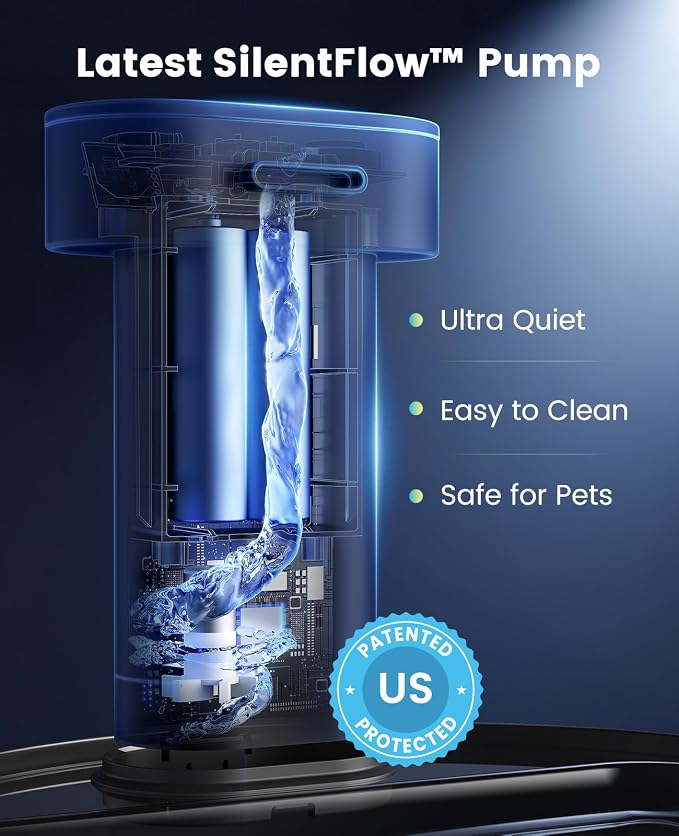 108oz/3.2L Wireless Cat Water Fountain, Dual Water Pumps (1 for Daily Use, 1 as Backup), Replaceable Rechargeable Battery Module