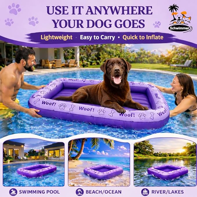 Schwimmer Dog Pool Float – Premium Pool Float for Large Dogs up to 220lbs – Durable & Inflatable Dog Raft for Pool, Lake & Beach – Comfortable & Safe Floating Mat for Summer Fun - Dog Floatie
