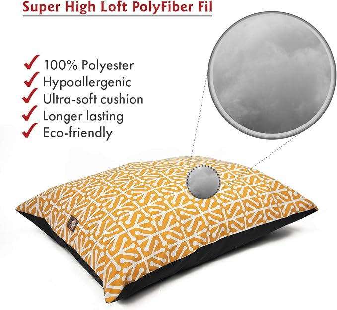 Majestic Pet Rectangle Medium Dog Bed Washable – Non Slip Comfy Pet Bed – Dog Crate Bed Super Value Pillow Dog Bed – Dog Kennel Bed for Sleeping - Dog Bed Medium Breed 35 x 28 Inch – Aruba Yellow