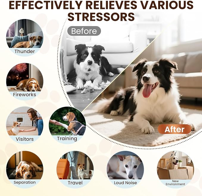 Dog Pheromones Calming Diffuser to Calm Dogs 11 IN 1 Kit (3 Diffusers+5 Refills+3 Collars) Pheromone Plug In for Stress Barking Pee Accidents Chewing Aggression Separation Anxiety Relief(Odorless)