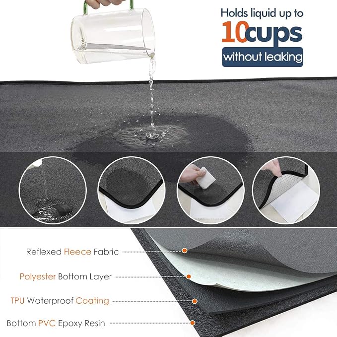 Washable Pee Pads for Dogs, Extra Large Reusable Dog Pee Pad, Waterproof Pet Mat, Dog Playpen Mats for Puppy Training Whelping Playpen Pads, Grey, 65x48 inch